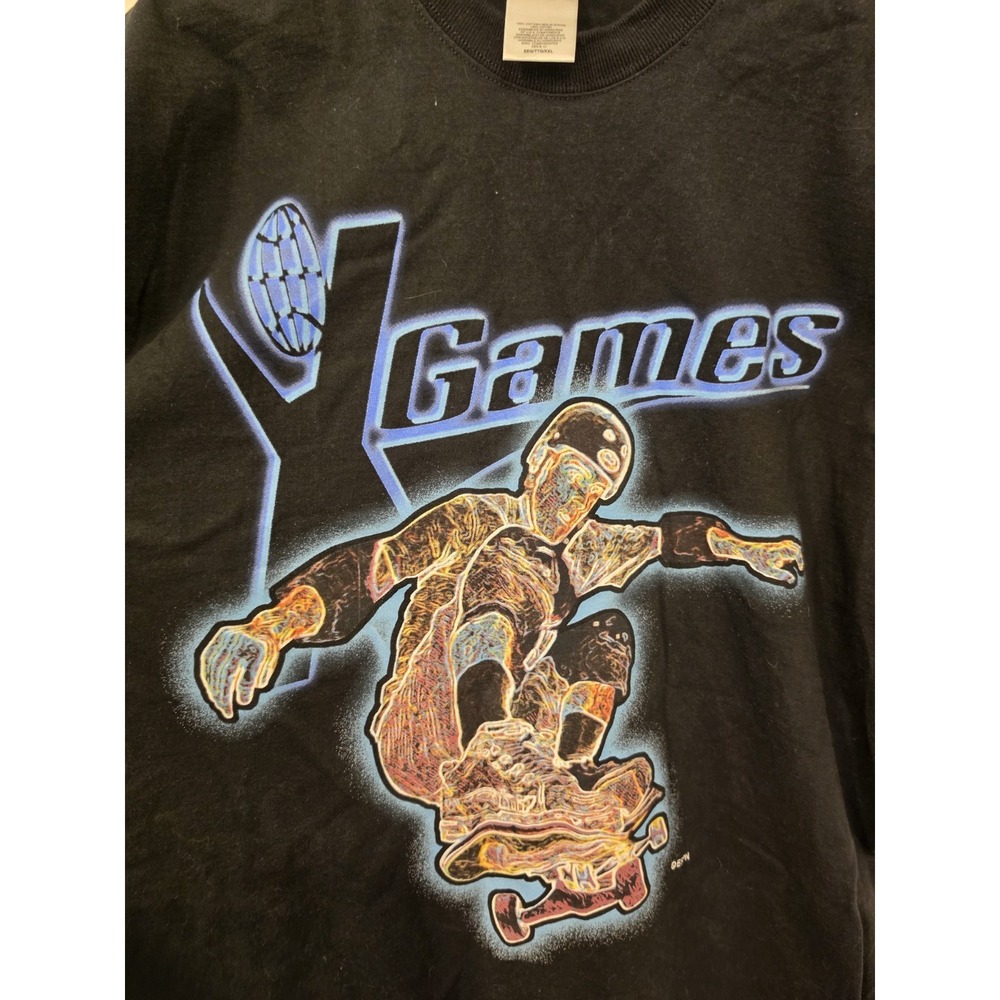 X-Games 2XL Black T-shirt Graphic Skater Street Wear Vintage ESPN Cotton 90s